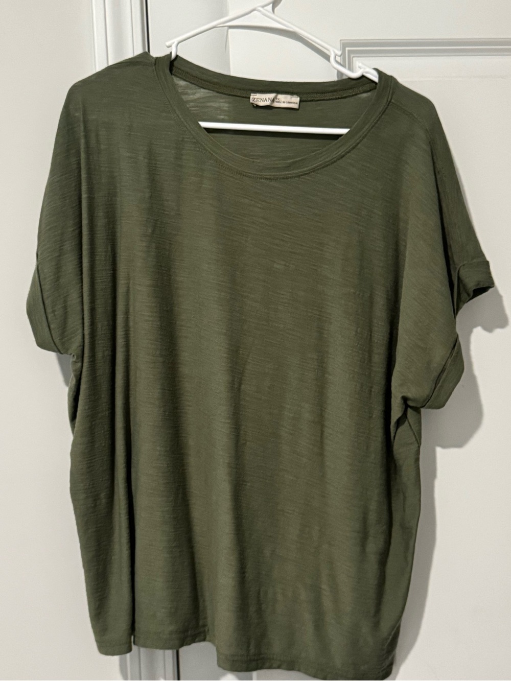 Zenana Outfitters Olive Short Sleeve Rolled Sleeve Tee